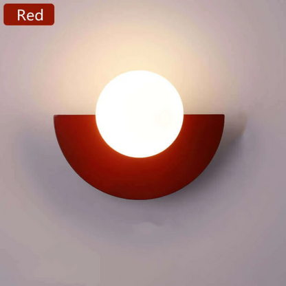 Rote Wandleuchte, modernes Design, halbkreisförmig, LED, Innenbeleuchtung, energiesparend.
