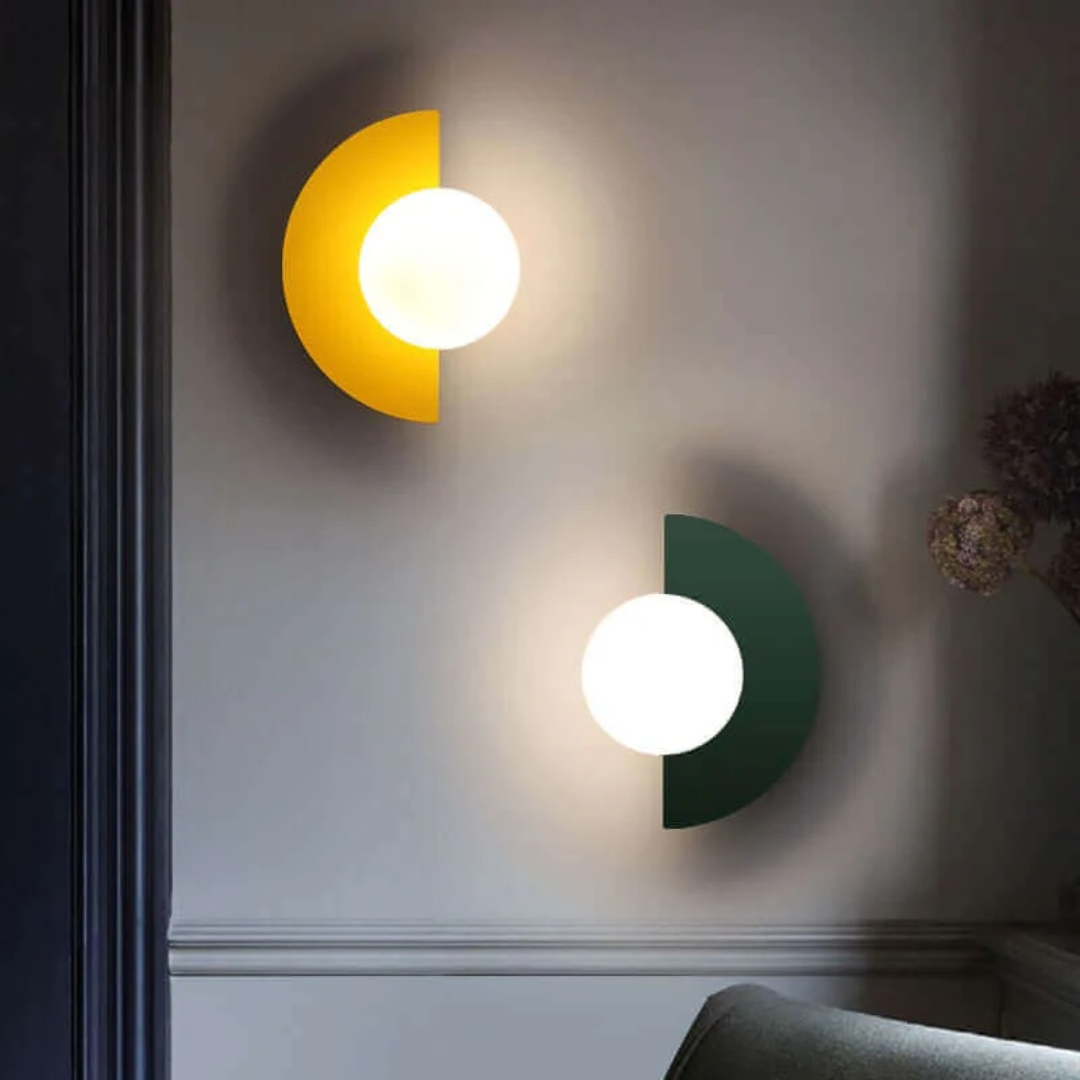 Moderne Wandleuchte, gelb und grün, LED, rundes Design, Innenbeleuchtung, energiesparend