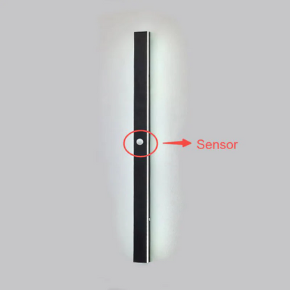 Schwarze LED-Wandleuchte mit Sensor, modernes Design, energiesparend, Innenbeleuchtung.