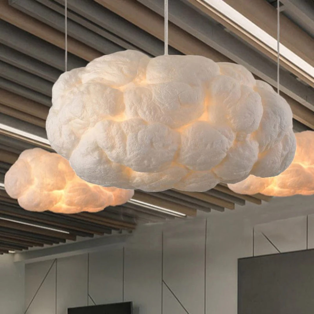Wolkenförmige Deckenleuchte, weiß, modern, LED, Wohnzimmerbeleuchtung, dekorativ.
