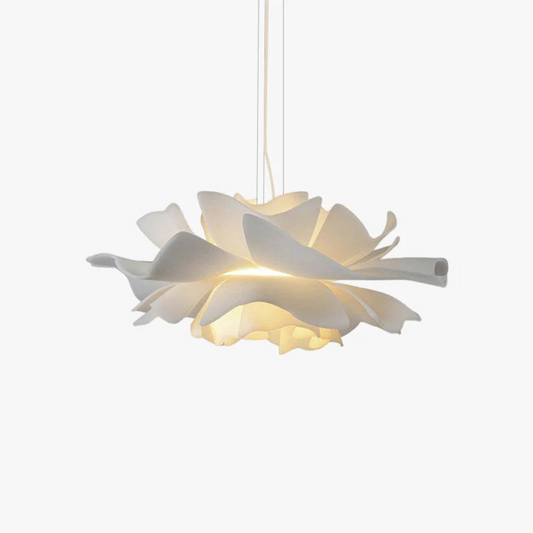 Moderne weiße Pendelleuchte, blütenförmig, energiesparend, für Wohnzimmer oder Esszimmer.