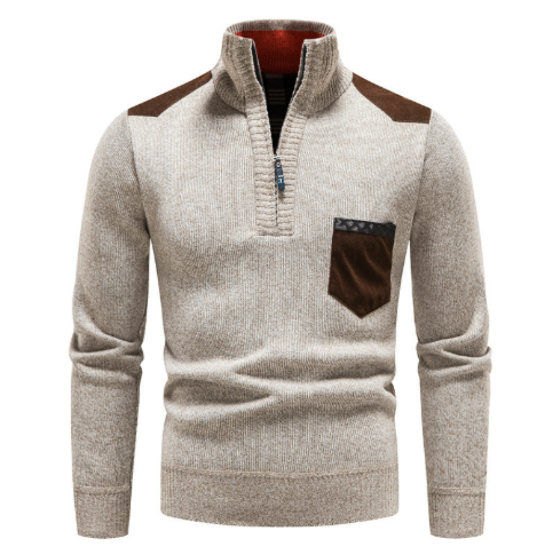 Herren Pullover mit Edge-Zipper-Neck und langem Arm – Cedric