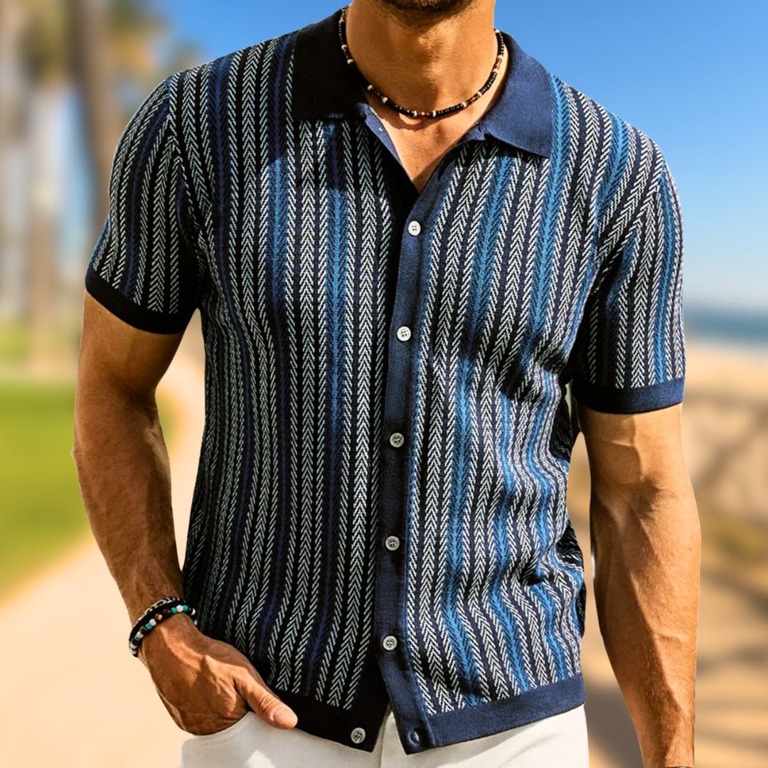 Atmungsaktive Herren Chevron Poloshirt mit Knopfleiste – Julian