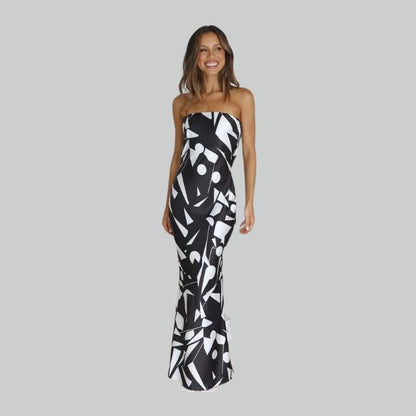 Trägerloses Maxi-Kleid in leichter Passform – Jade