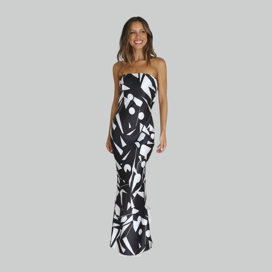 Trägerloses Maxi-Kleid in leichter Passform – Jade