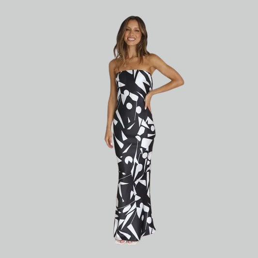 Trägerloses Maxi-Kleid in leichter Passform – Jade