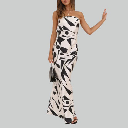 Trägerloses Maxi-Kleid in leichter Passform – Jade