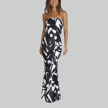 Trägerloses Maxi-Kleid in leichter Passform – Jade