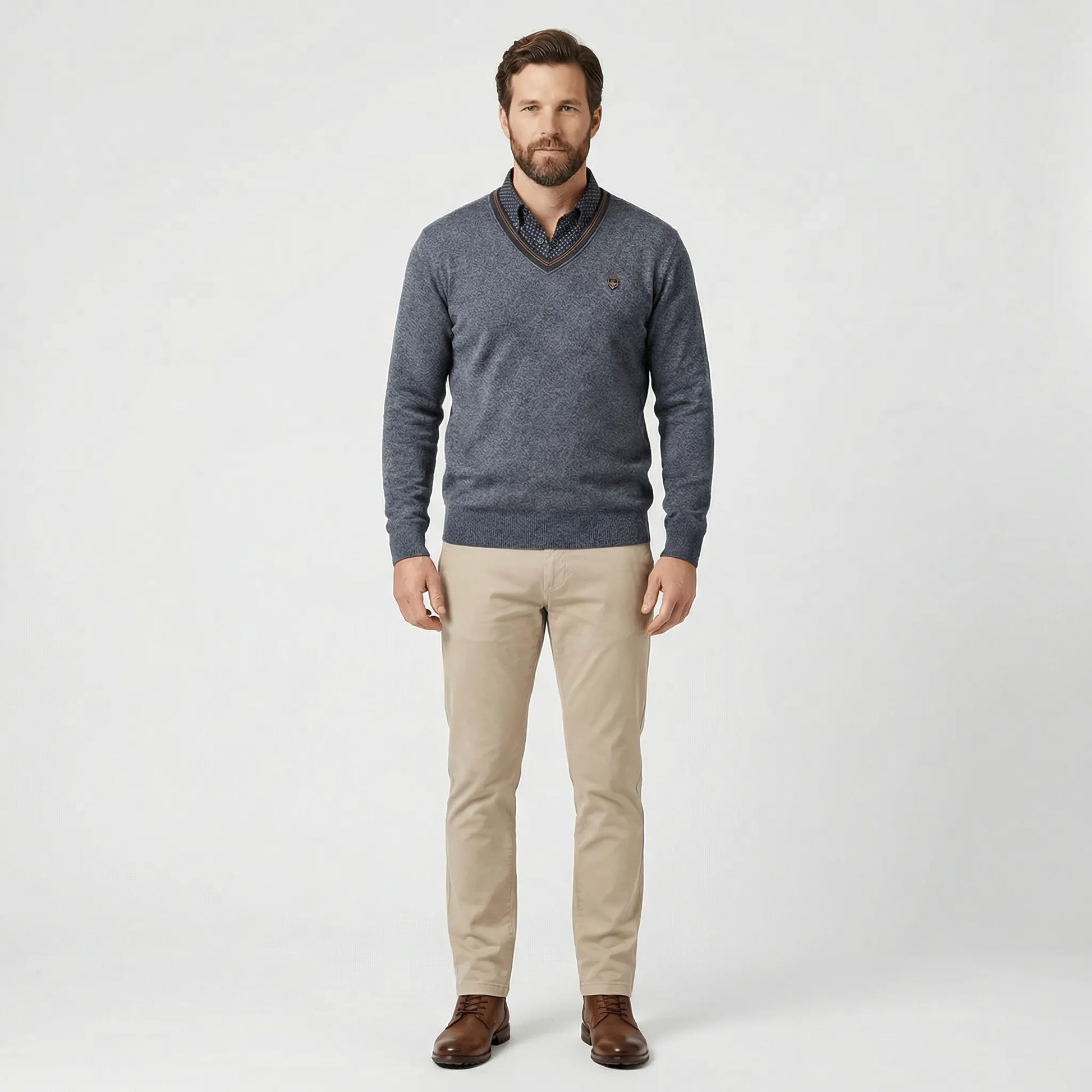 V Ausschnitt Pullover Mit Kragen - Ian