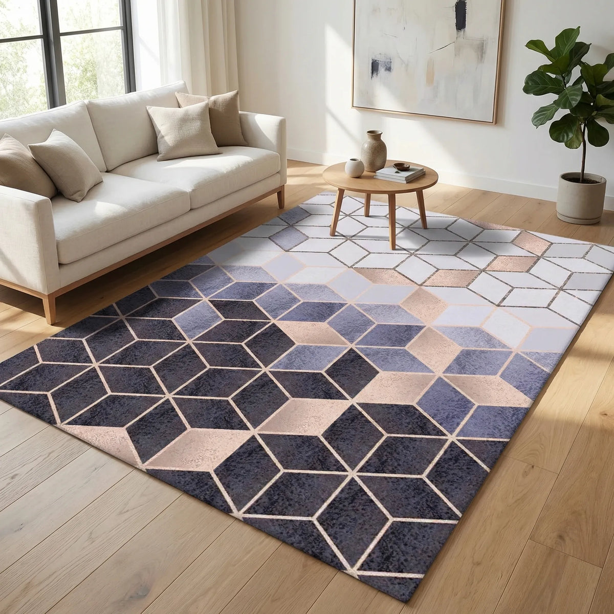 Vierkant Tapijt Met Geometrisch Patroon - Nordiqua