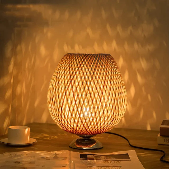 Vintage Bambus Tischlampe, handgefertigt, chinesischer Stil, Wohnzimmer Schlafzimmer Dekoration.