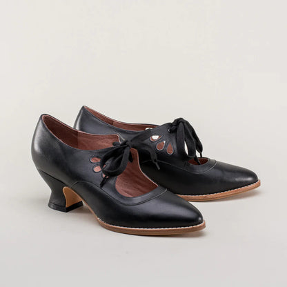 Vintage-Inspired Lace-Up Heeled Shoe - Virginia