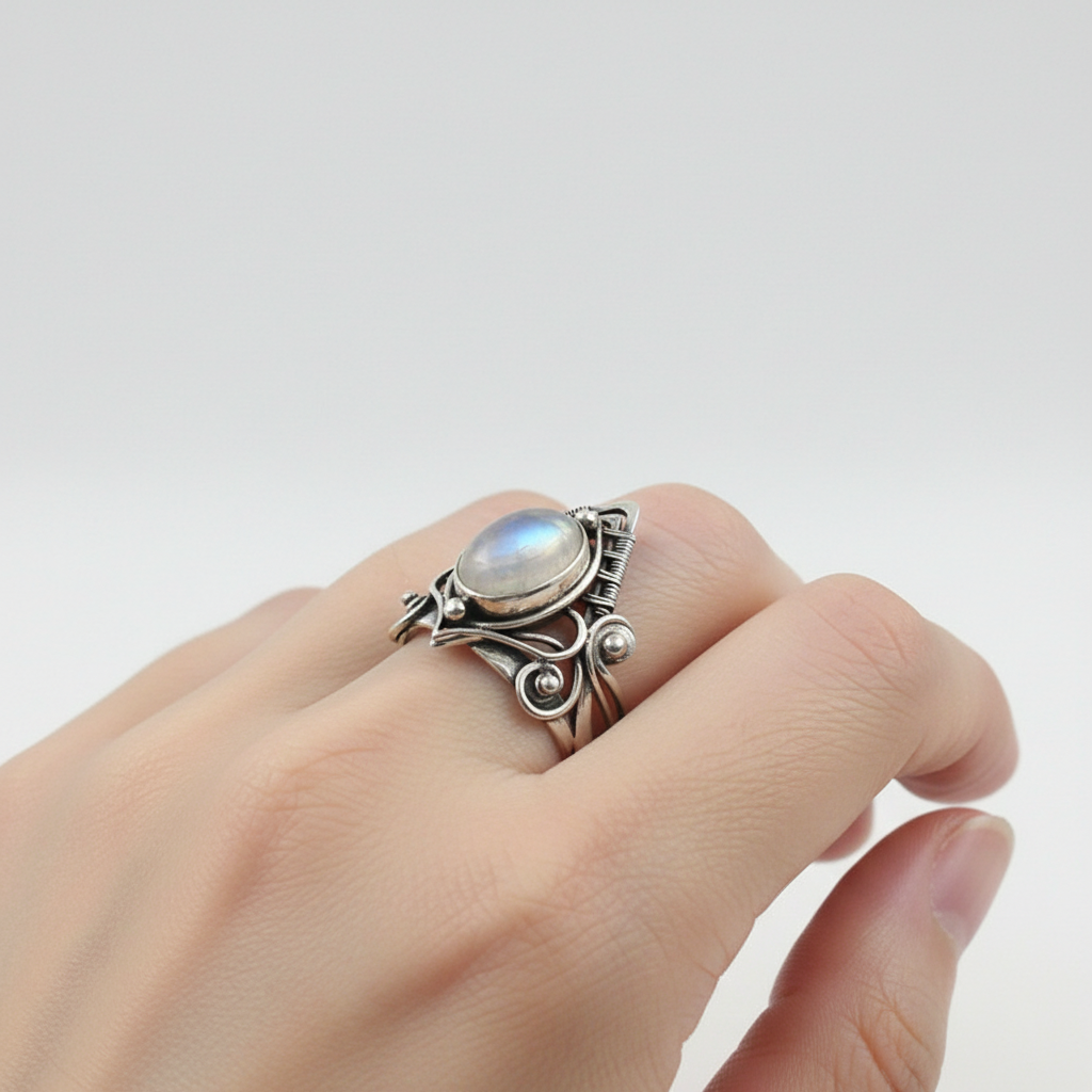 Vintage Mondsteinring - MoonstoneGlow 