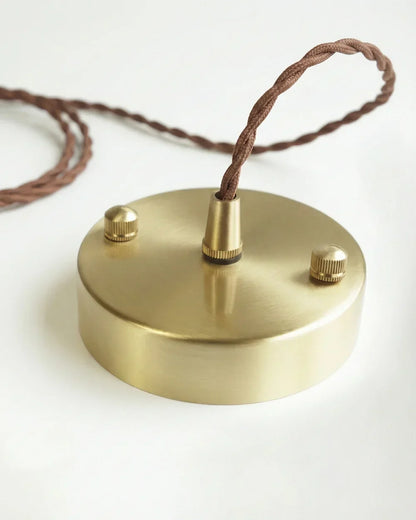 Vintage Hand-Painted Ceramic Pendant Light with Fabric Cord 8