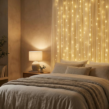 Warm Wit LED-Lichtgordijn Voor Binnen En Buiten - Glowdrop