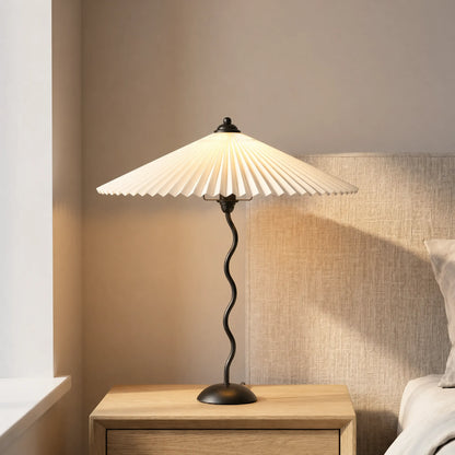 Wavy-Base Pleated Shade Table Lamp -  Waverly