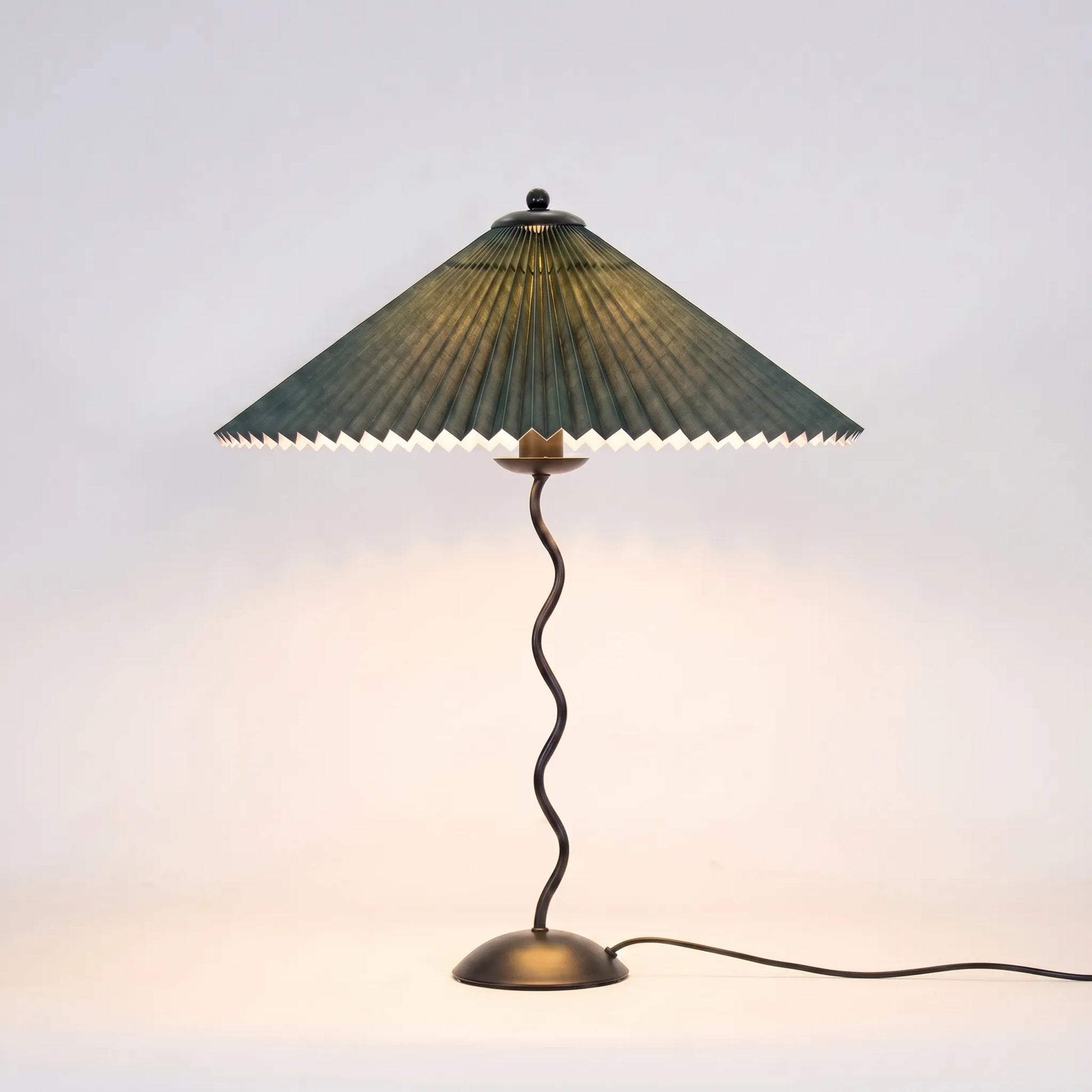 Wavy-Base Pleated Shade Table Lamp -  Waverly