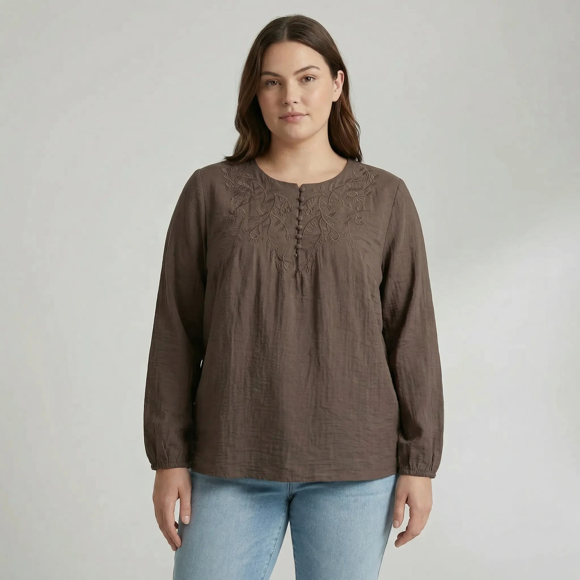 Weit Geschnittene Damenbluse Lang - Joan