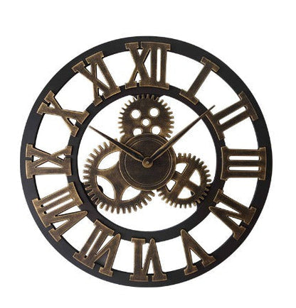 Retro industrielle Wanduhr aus Holz – Ironwood