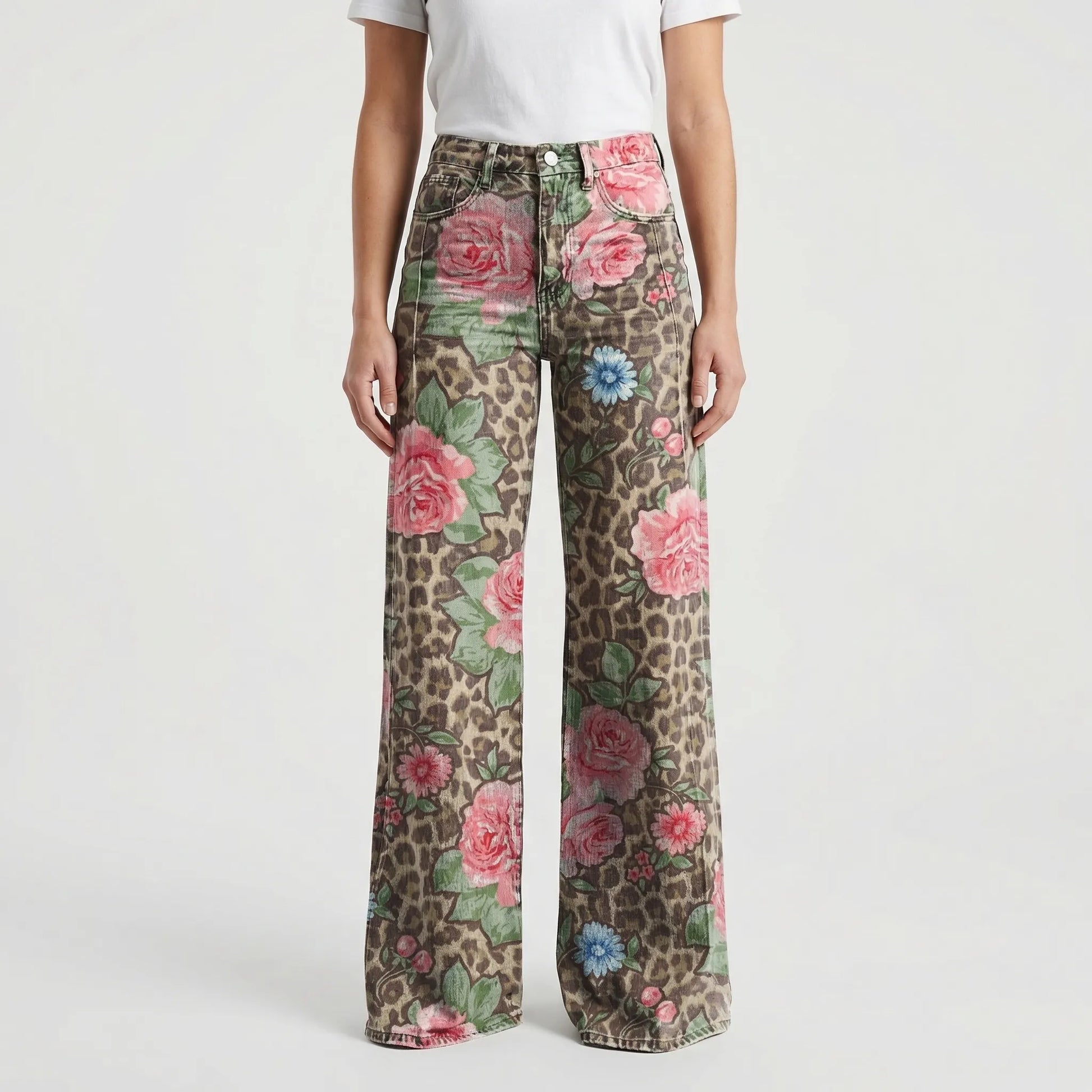 Wide-Leg Floral Print Trousers - Alexis