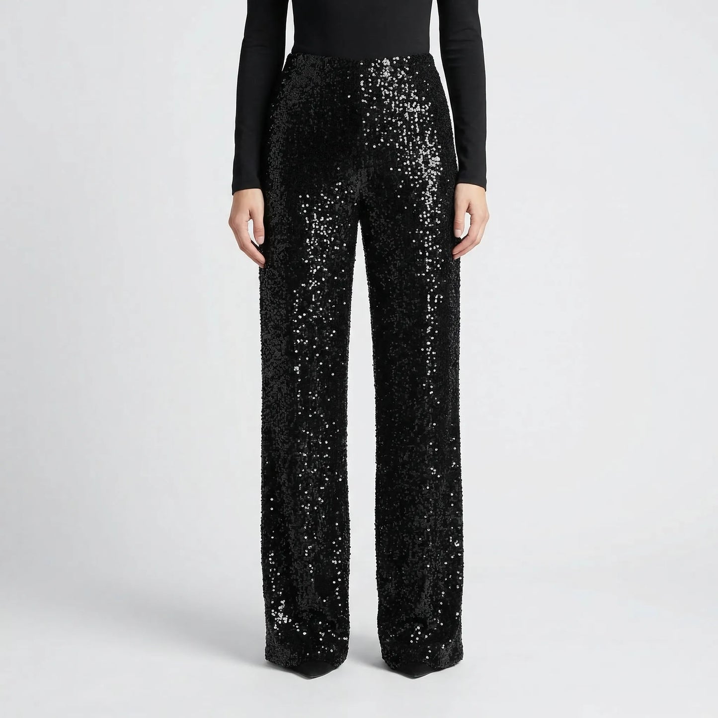 Wide-Leg Sequin Trousers Full Length - Molly