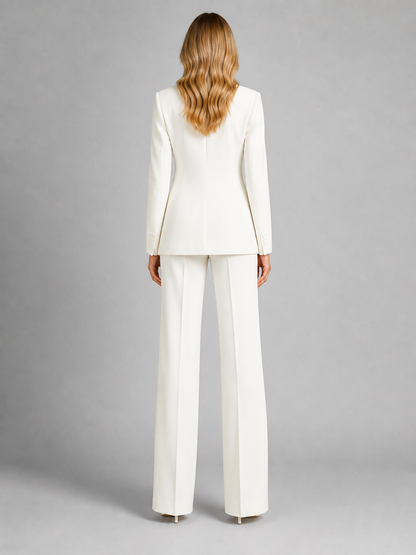Women's Tailored Blazer and Wide-Leg Pants Two-Piece Set 2