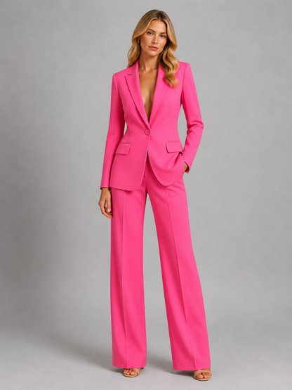 Women's Tailored Blazer and Wide-Leg Pants Two-Piece Set 6