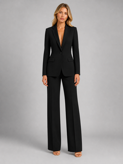 Women's Tailored Blazer and Wide-Leg Pants Two-Piece Set 4