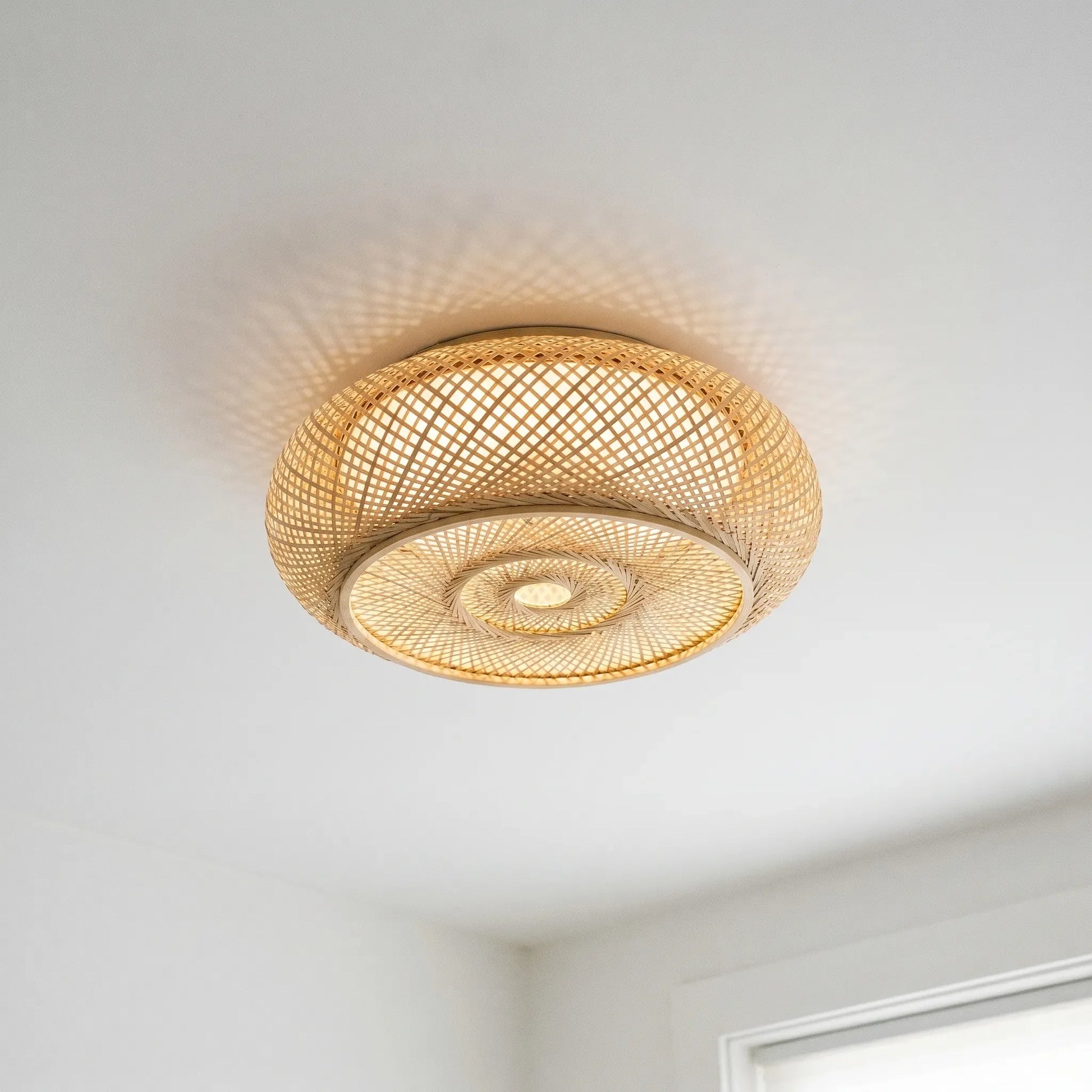 Woven Bamboo Flush Ceiling Light -  Canovi