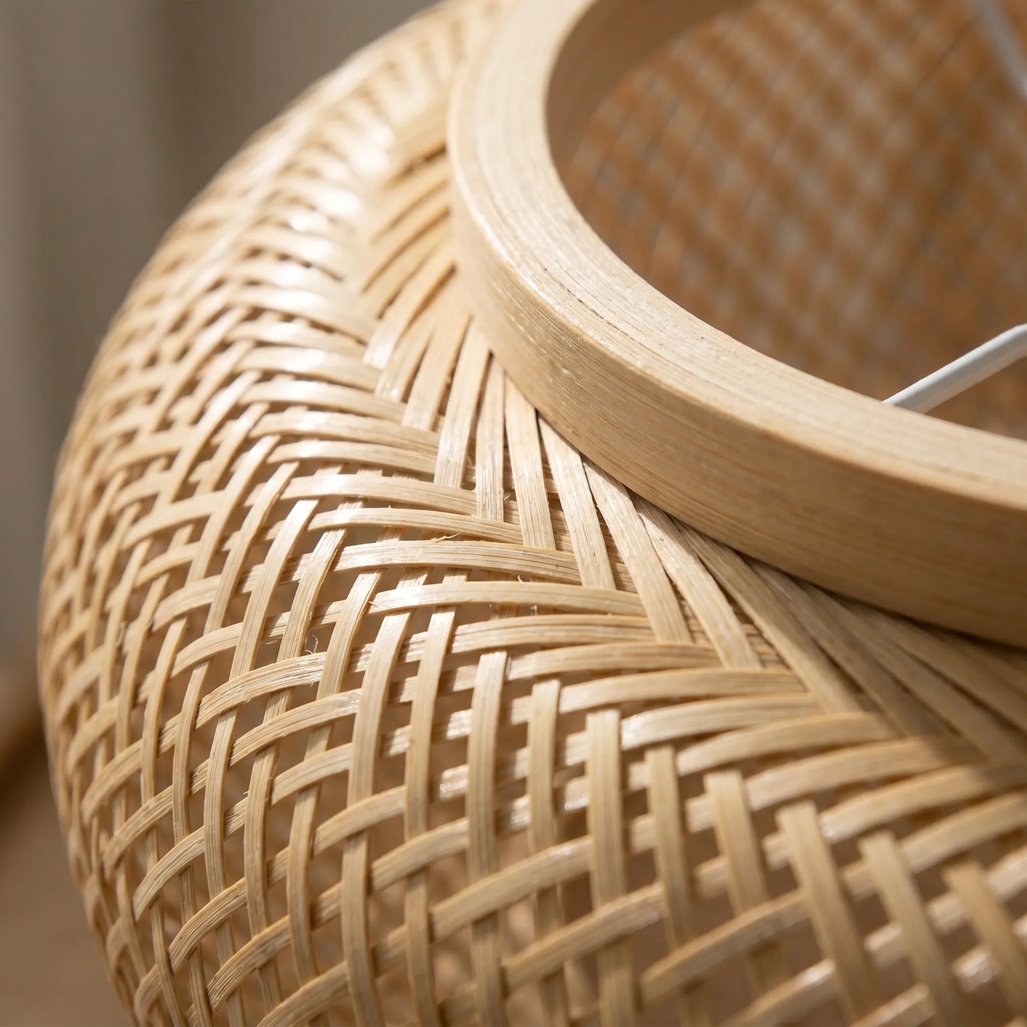 Woven Bamboo Flush Ceiling Light -  Canovi