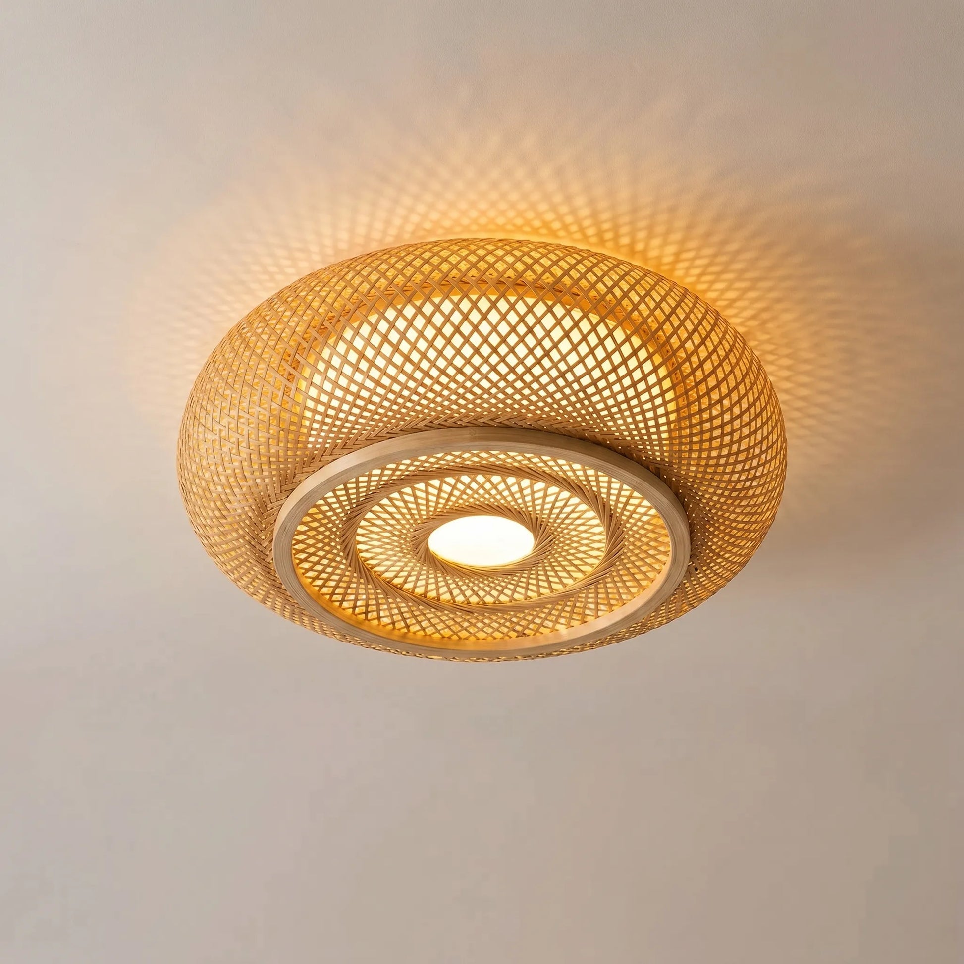 Woven Bamboo Flush Ceiling Light -  Canovi