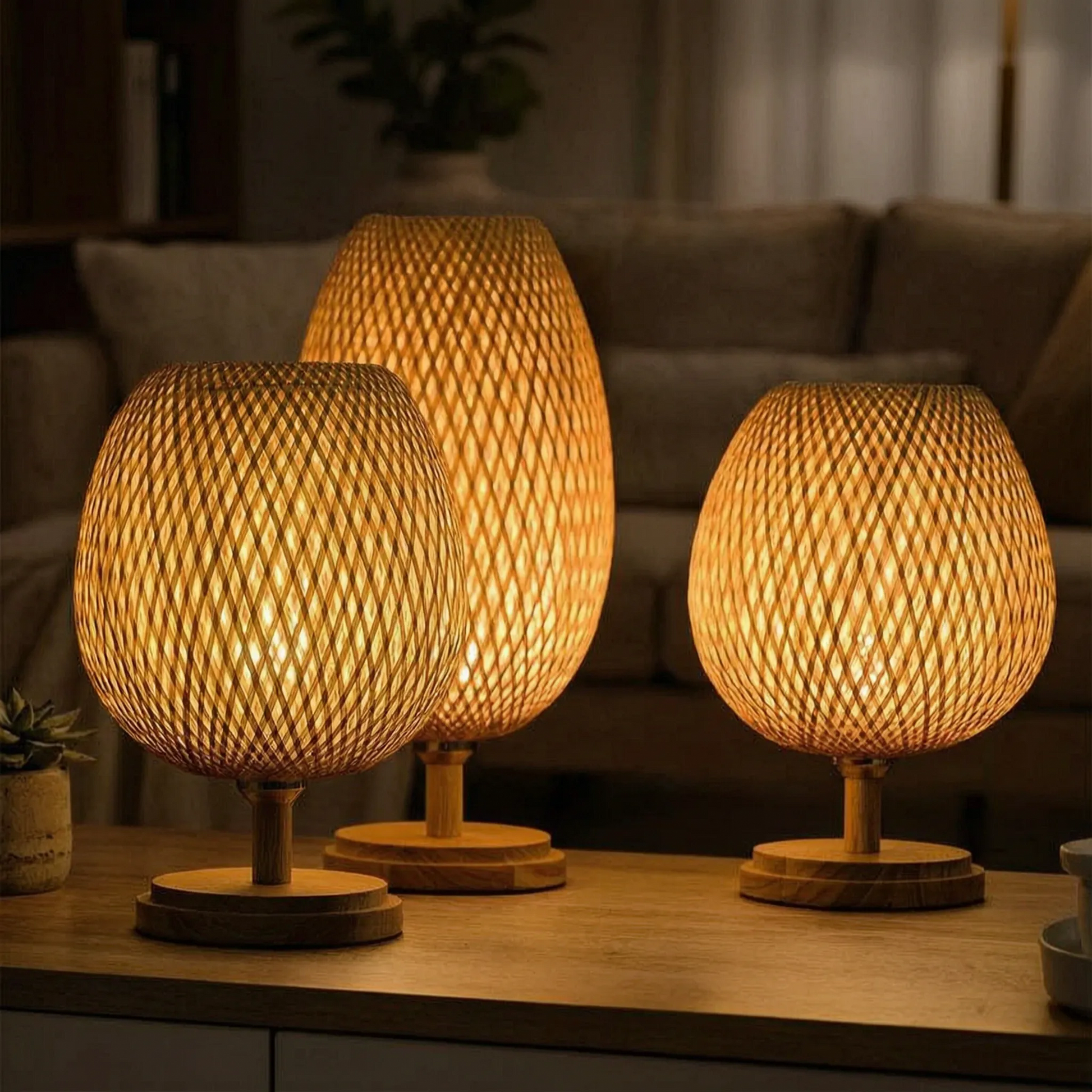 Woven Bamboo Vintage Table Lamp -  Tessalow