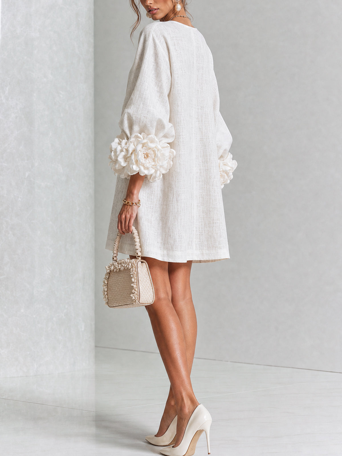 Boryana Colorful Mini Dress with Statement Ruffled Cuffs 3