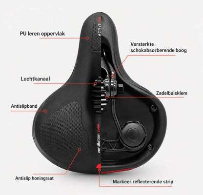 Ergonomic Comfort Bike Seat with Cutout - 2 in Thick Foam, Waterproof PU Leather 18