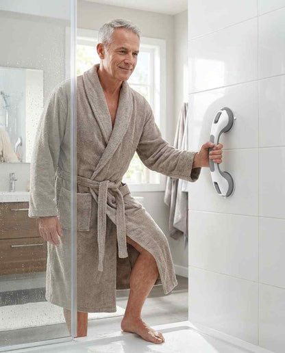 Suction Shower Grab Bar, No-Drill Bathroom Safety Handle, 15.7 in 15