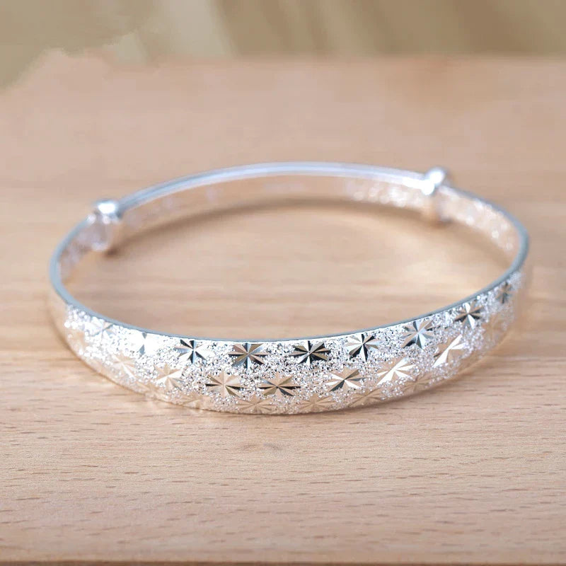 Silberne Damenarmband, Sternenmuster, modisch, Schmuck, Accessoire, Party, Geschenk.