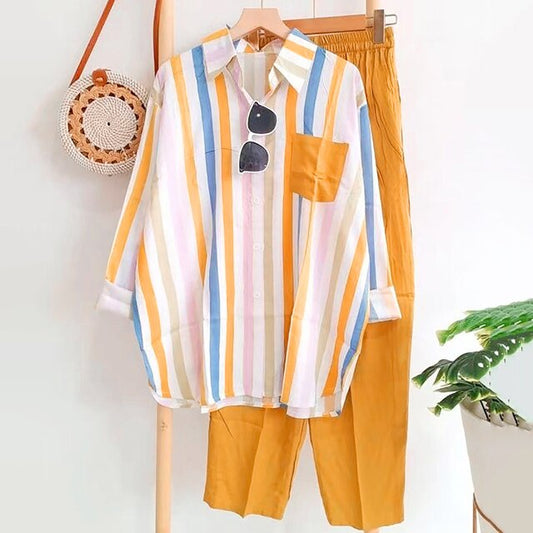 Lässiges Blusen- und Hosen-Set aus luftigem Material – Noémie