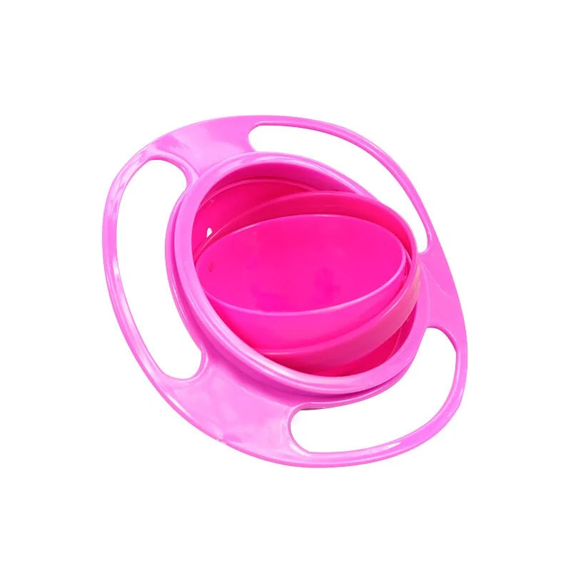 Rosa Gyroskop-Schüssel für Kinder, auslaufsicher, drehbar, Kunststoff, Essensbehälter.