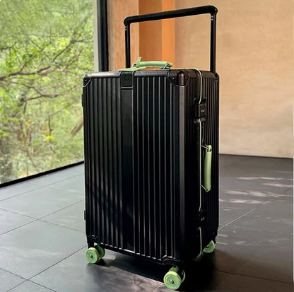 Hartschalen-Koffer | Metallic | TSA-Zahlenschloss | Spinnerrollen-Schwarz Grün-XL (125 L)-Luzern Mode