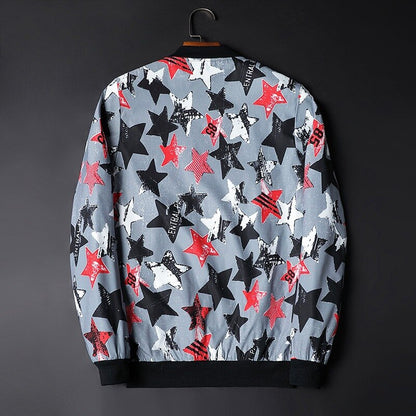 Herren Bomberjacke | Abstract Bedruckt | Reißverschluss | Rippbündchen-Luzern Mode