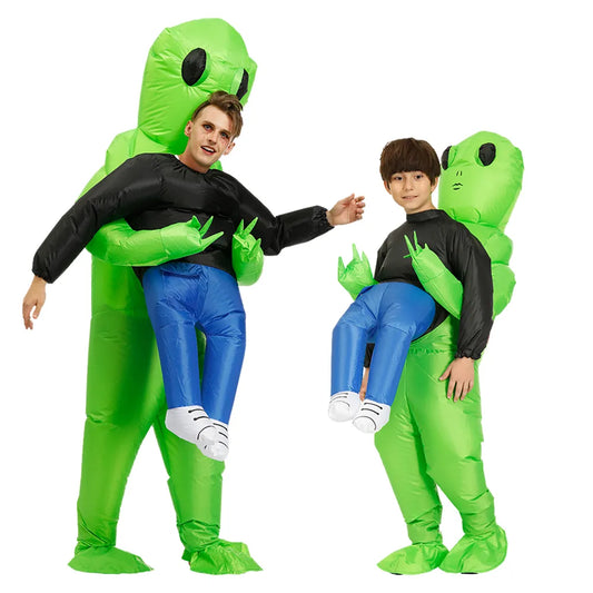 Grünes Alien-Kostüm für Kinder und Erwachsene, aufblasbar, lustig, Halloween-Verkleidung.