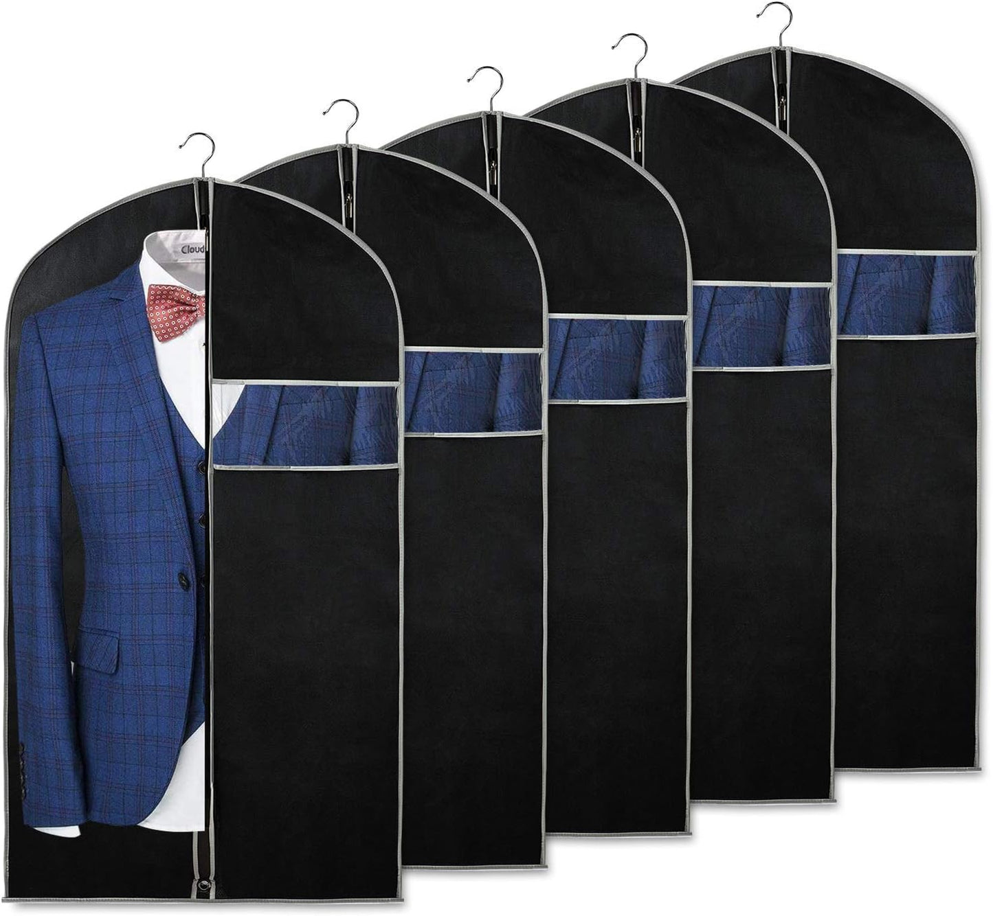 Atmungsaktive Kleidersack-Set – 5er-Pack Kleideraufbewahrungshüllen mit Sichtfenster (2 zum Preis von 1)