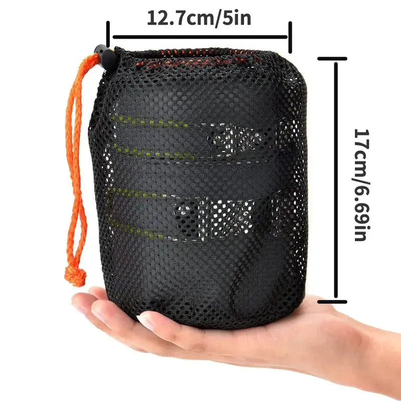 Faltbares Aluminium-Kochset mit Besteck, Campingausrüstung, schwarz, 17cm hoch