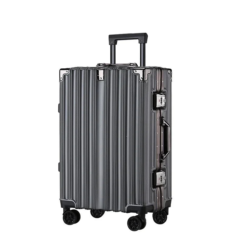 Aluminiumkoffer | Hartschale | Doppelte Rollen | Zahlenschloss-Grau-S (38 L)-Luzern Mode