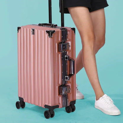 Aluminiumkoffer | Hartschale | Doppelte Rollen | Zahlenschloss-Rosegold-S (38 L)-Luzern Mode