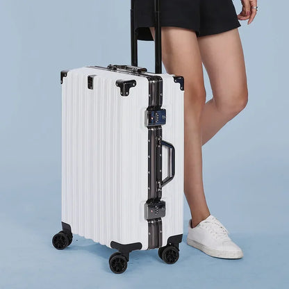 Aluminiumkoffer | Hartschale | Doppelte Rollen | Zahlenschloss-Weiß-S (38 L)-Luzern Mode