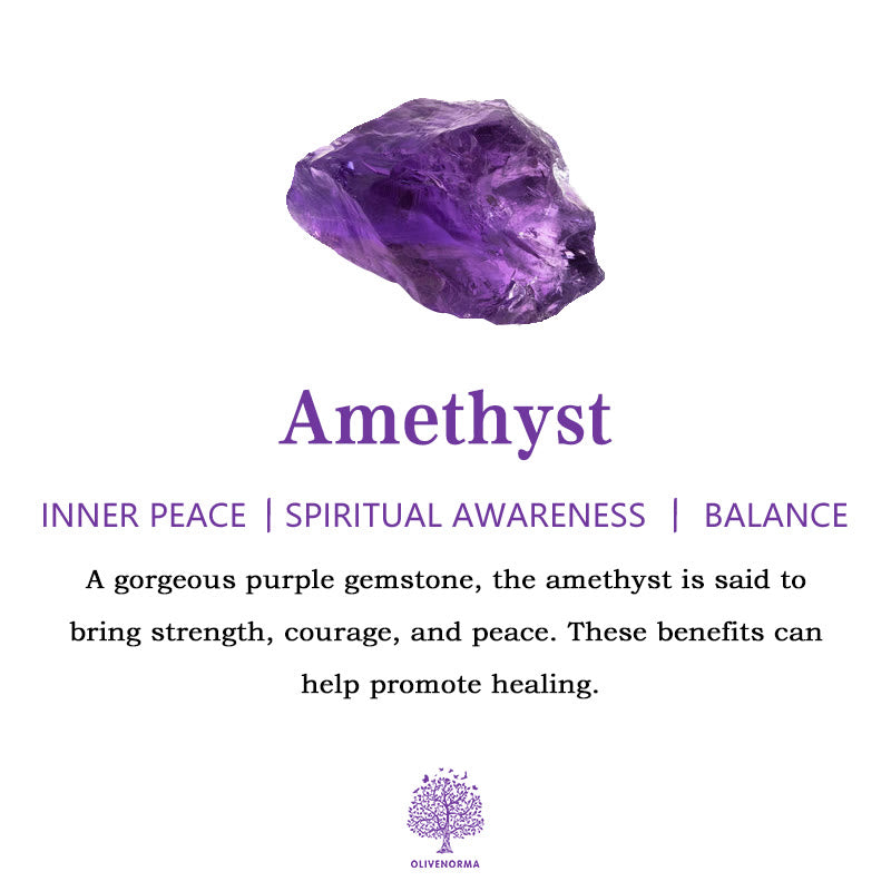 Amethyst-Edelstein, lila, spirituelle Bewusstheit, innerer Frieden, Balance, Heilung fördern.
