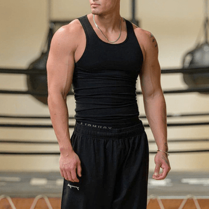 Ärmelloses T-Shirt Herren | Atmungsaktiv | Sommer | Sport | Freizeit | Schnell trocken-Schwarz-M-Luzern Mode