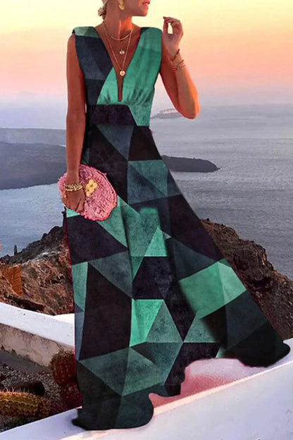 Ärmelloses Sommerkleid Damen | taillierte Passform | luftig | atmungsaktiv-Grün/Schwarz-S-Luzern Mode