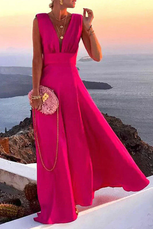 Ärmelloses Sommerkleid Damen | taillierte Passform | luftig | atmungsaktiv-Rosa-S-Luzern Mode